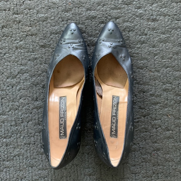 VINTAGE MAUD FRIZON PARIS PUMPS with Studs GRAY METALLIC size 8 - Picture 4 of 9